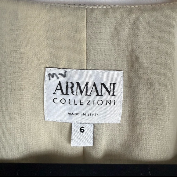 Armani Collezioni Womens 6 Tweed Linen Blend Blazer Cream Black Classic,Career - Picture 8 of 14